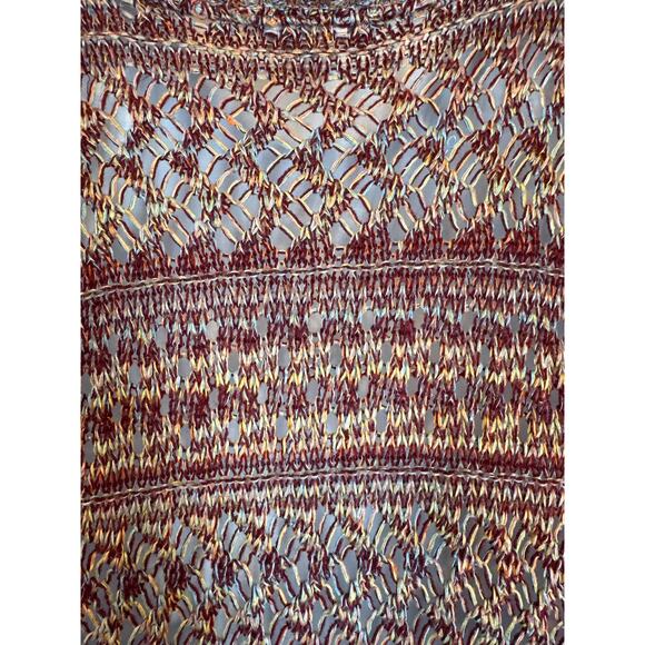 QUESTIONS Open Knit Tunic Top Multicolor M Cowl Sleeve Y2K Boho Hippie Festival - Picture 4 of 11